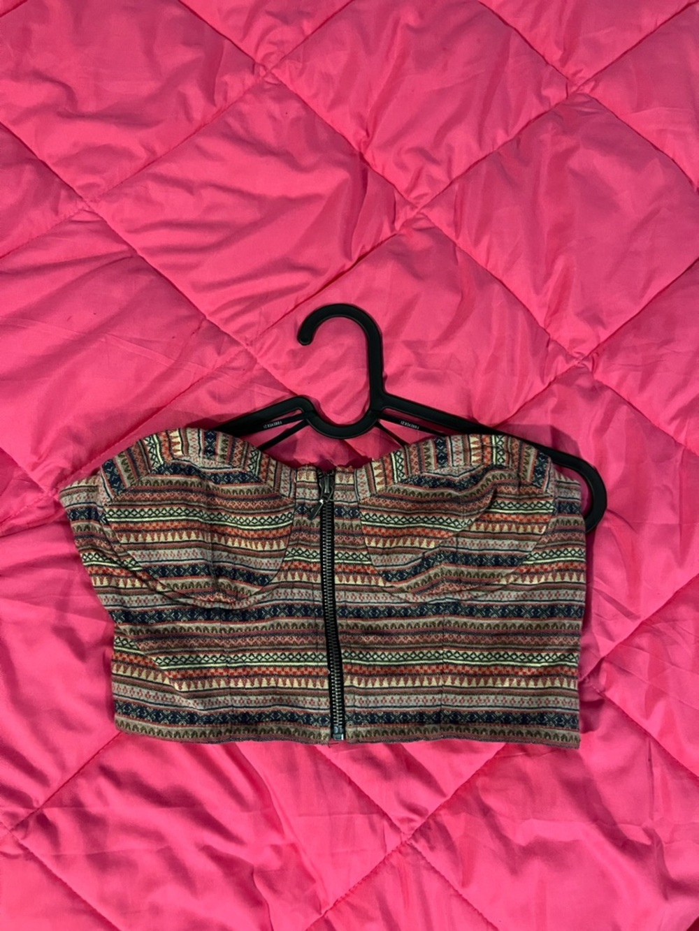 Forever 21 Multicolor Striped Strapless Zip-Front Crop Top